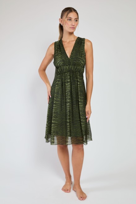 ABITO CORTO ANIMALIER VERDE