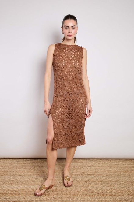ABITO LUNGO IN MAGLIA MARRON GLACE