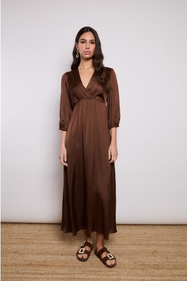 ABITO LUNGO RASO CIOCCOLATO