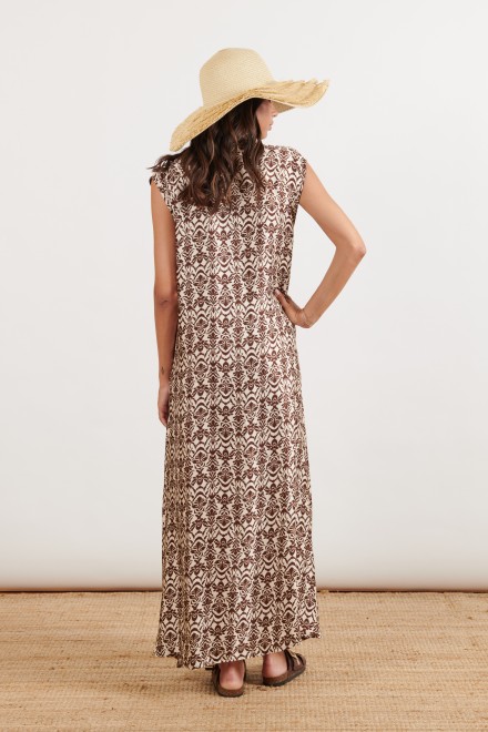 ABITO LUNGO SMANICATO DAMASCO CIOCCOLATO