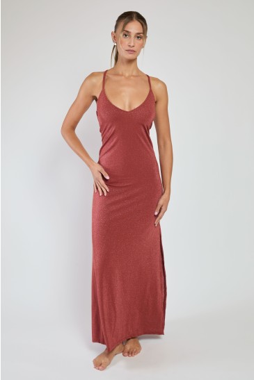 ABITO LUNGO SPACCHI LUREX COCCIO