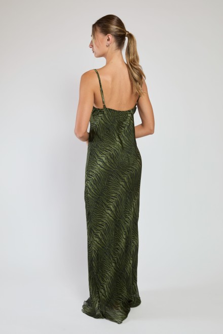 ABITO LUNGO SPALLINA ANIMALIER VERDE