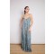 ABITO LUNGO SPALLINA FOULARD BLU