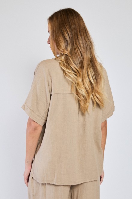BLUSA LINO CAMMELLO