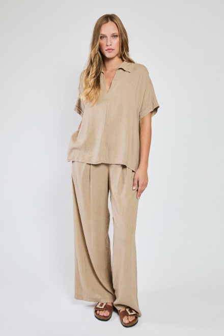 BLUSA LINO CAMMELLO