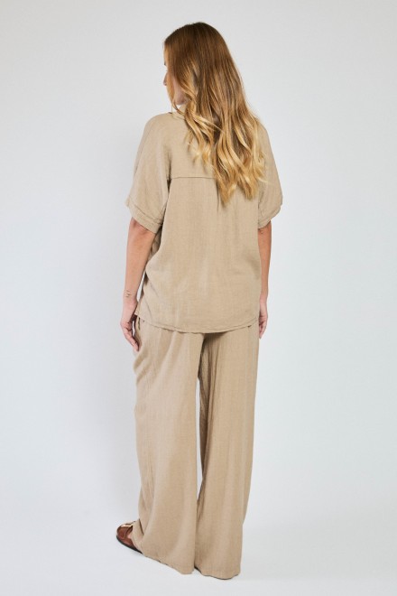 BLUSA LINO CAMMELLO