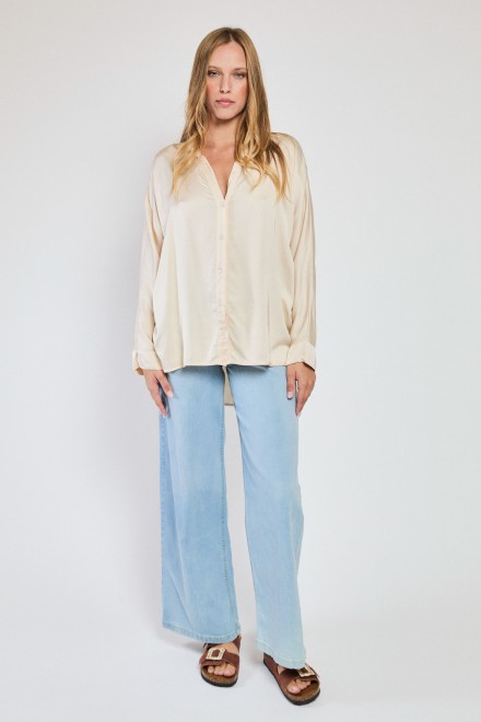 CAMICIA COREANA SATIN VANIGLIA