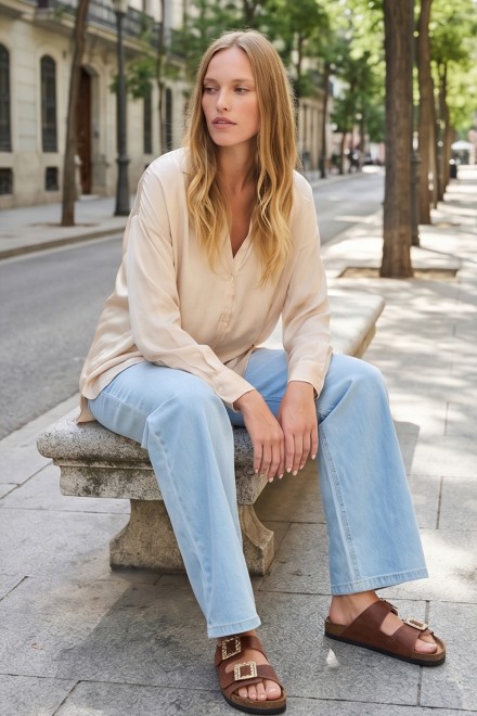 CAMICIA COREANA SATIN VANIGLIA