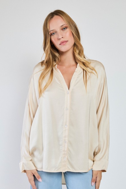 CAMICIA COREANA SATIN VANIGLIA