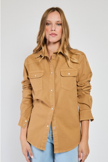 CAMICIA JEANS CAMMELLO