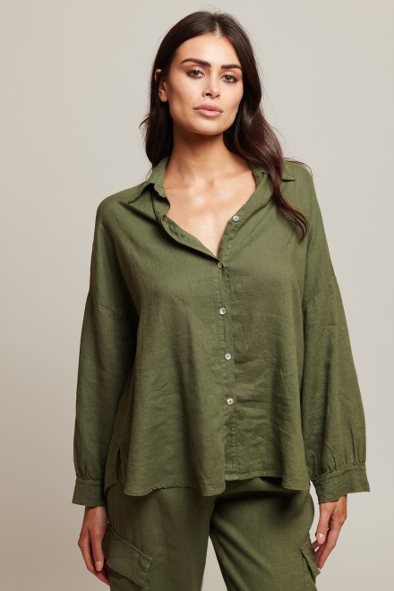 CAMICIA LINO VERDE