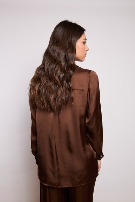 CAMICIA RASO CIOCCOLATO