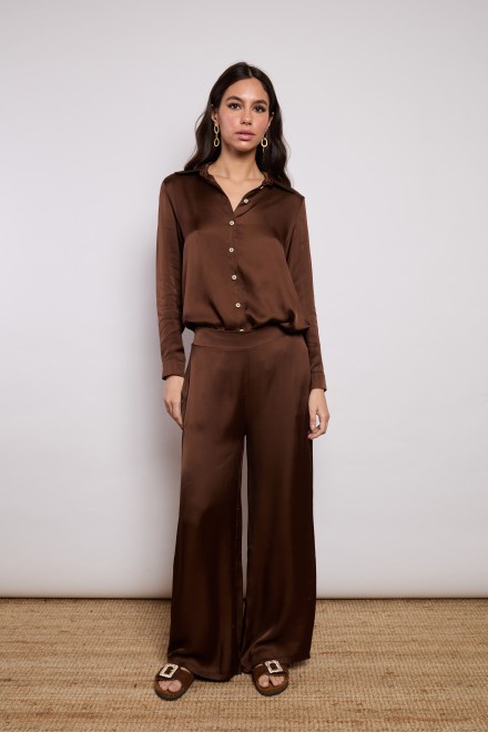 CAMICIA RASO CIOCCOLATO