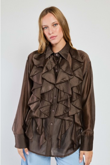 CAMICIA ROUGE GARZA CIOCCOLATO