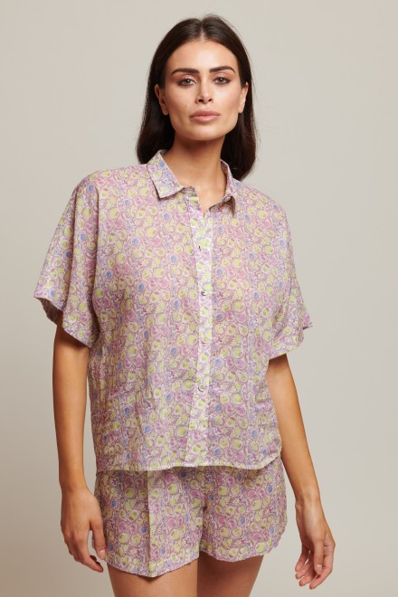 CAMICIA SCATOLINA BON TON VIOLA