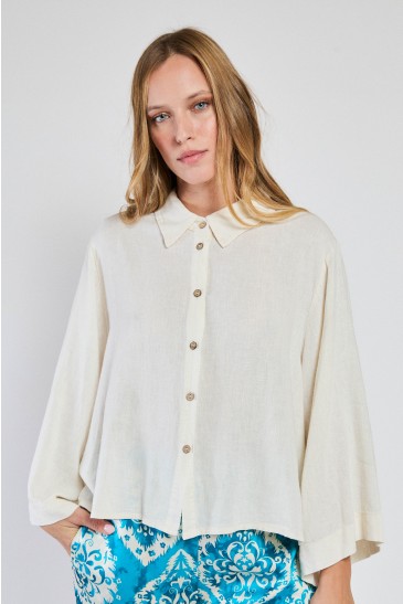 CAMICIA SCATOLINA LINO PANNA