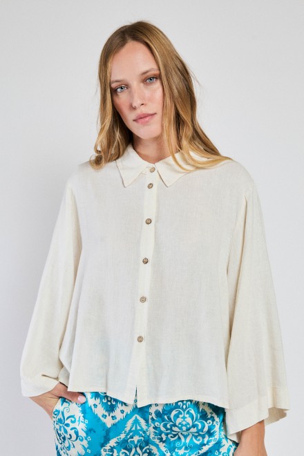 CAMICIA SCATOLINA LINO PANNA