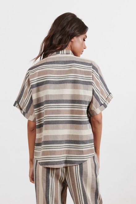 CAMICIA SCATOLINA RIGHE TORTORA