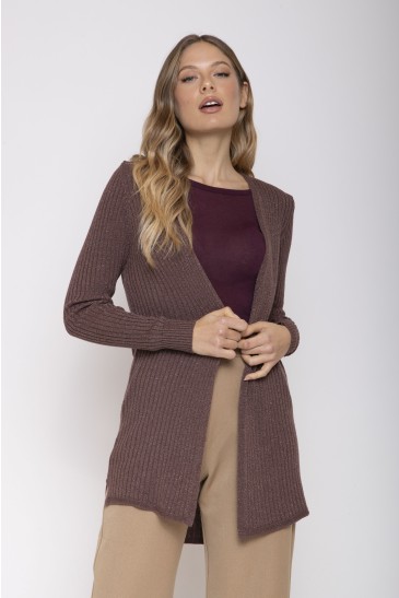 CARDIGAN COSTINA LUREX CIOCCOLATO