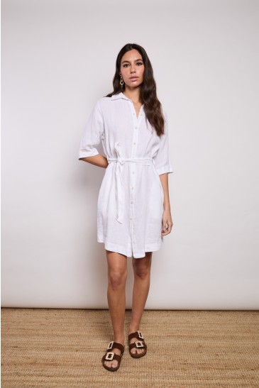 CHEMISIER CORTO LINO BIANCO