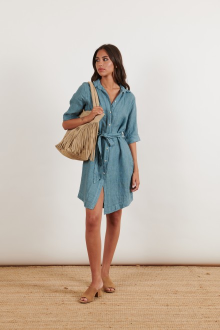 CHEMISIER CORTO LINO DENIM