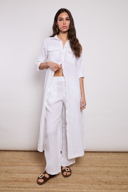 CHEMISIER LUNGO LINO BIANCO