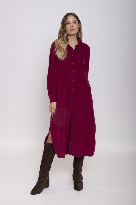 CHEMISIER VELOURS BORDEAUX