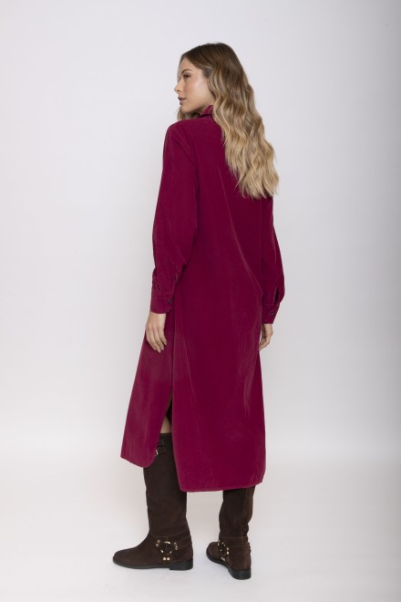 CHEMISIER VELOURS BORDEAUX