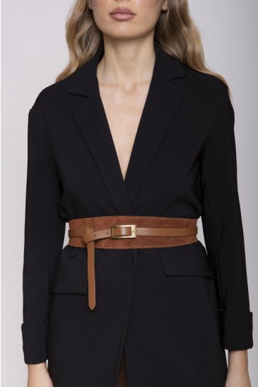 CINTURA CAMOSCIO FIBBIA DOPPIO GIRO BRUCIATO