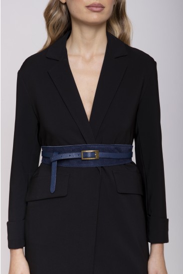 CINTURA CAMOSCIO FIBBIA DOPPIO GIRO DENIM