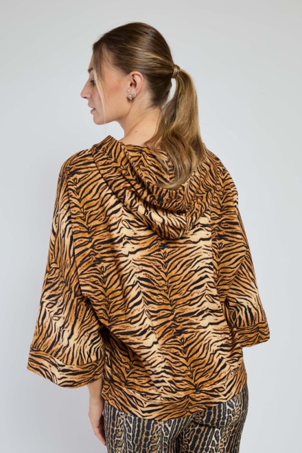FELPA CAPPUCCIO ANIMALIER NATURALE