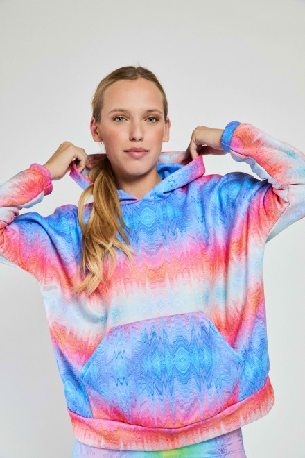 FELPA CAPPUCCIO DEGRADÈ CORALLO