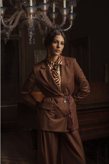 GIACCA DOPPIO PETTO CANVAS TABACCO