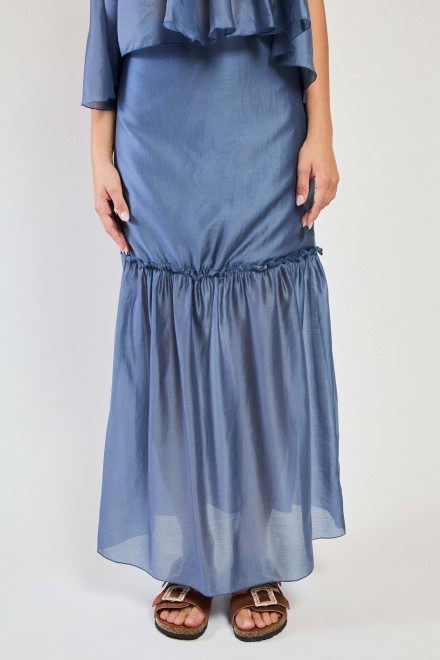 GONNA LUNGA BALZA GARZA DENIM