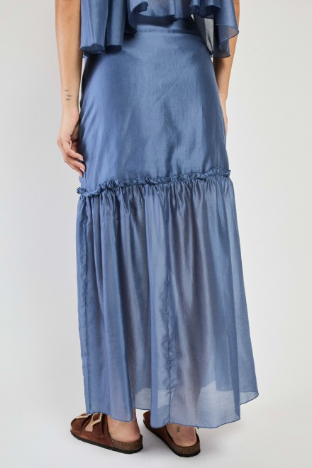 GONNA LUNGA BALZA GARZA DENIM