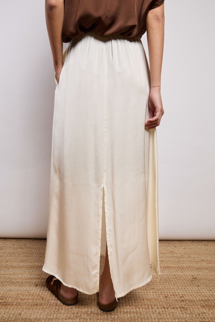 GONNA LUNGA RASO AVORIO