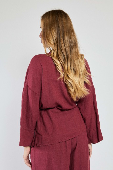 KIMONO CORTO LINO ROSSO