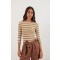 MAGLIA A BARCHETTA LUREX RIGHE ORO-AVORIO