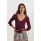 MAGLIA SCOLLO A V BAMBOO BORDEAUX