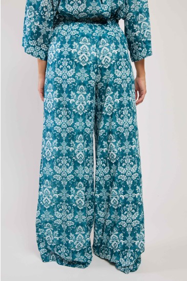 PANTALONE A PALAZZO BON TON PETROLIO