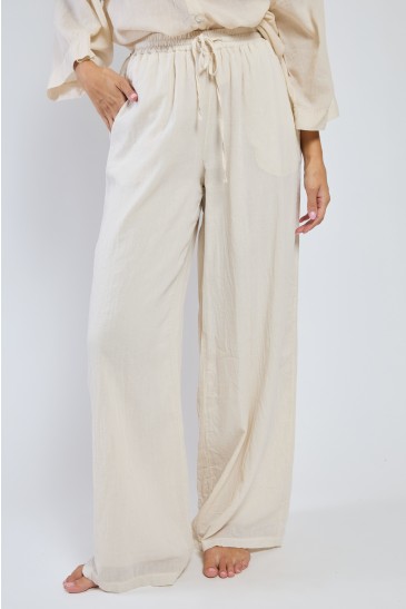 PANTALONE A PALAZZO FUERTEVENTURA AVORIO
