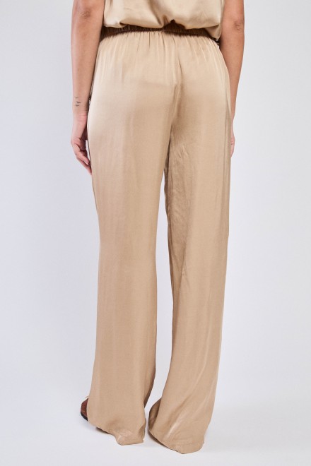 PANTALONE A PALAZZO SATIN SABBIA