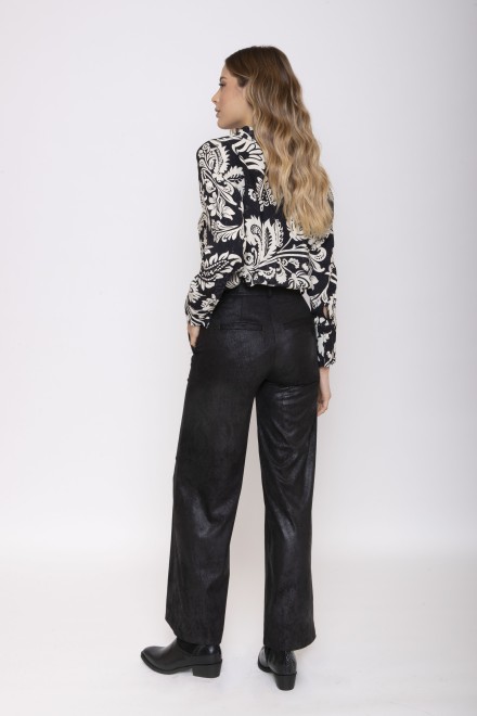 PANTALONE A PALAZZO SUEDE NERO