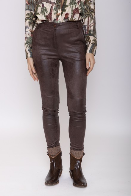 PANTALONE A SIGARETTA SUEDE MORO