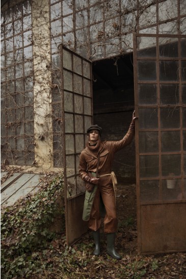 PANTALONE CARGO SUEDE COGNAC