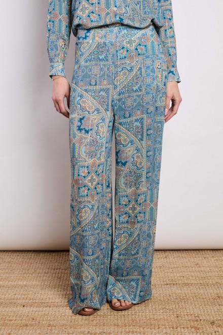 PANTALONE FOULARD BLU
