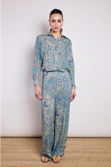 PANTALONE FOULARD BLU