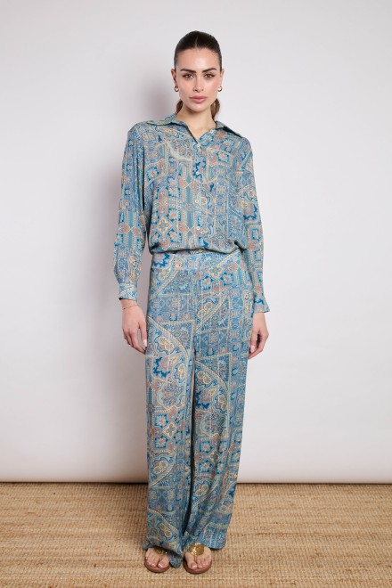PANTALONE FOULARD BLU
