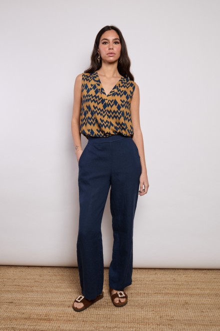 PANTALONE LINO BLU