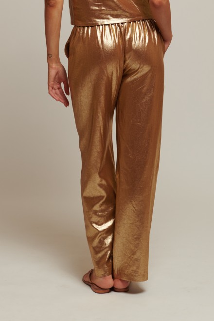 PANTALONE LINO SPALMATO ORO